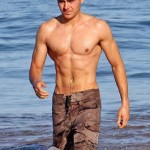 EXCLUSIVE_ A Shirtless Zac Efron showed off his six pack abs while trying sneak in an early morning swim with his brother Dylan.